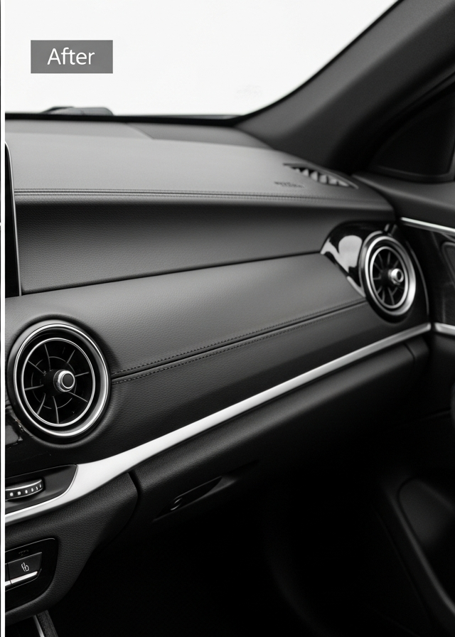 Leather dashboard after restoration